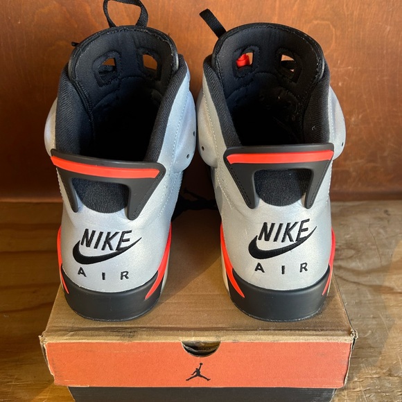 Jordan Men's Silver and Red High-Top Sneakers pre owned great condition - Picture 5 of 6